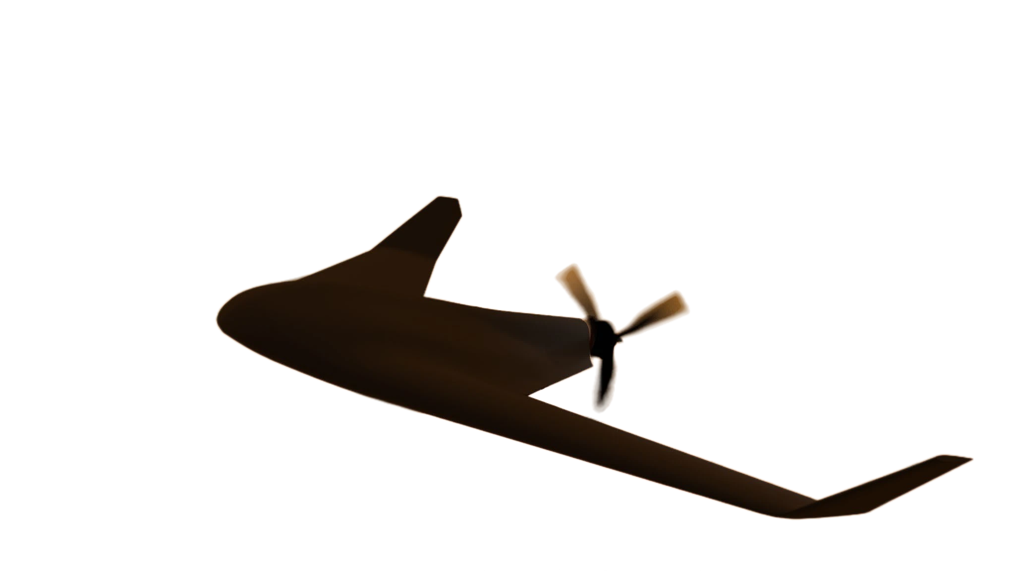 Illustrative fixed-wing airframe with a rear propeller.